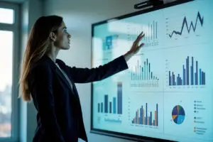 Woman searching data
